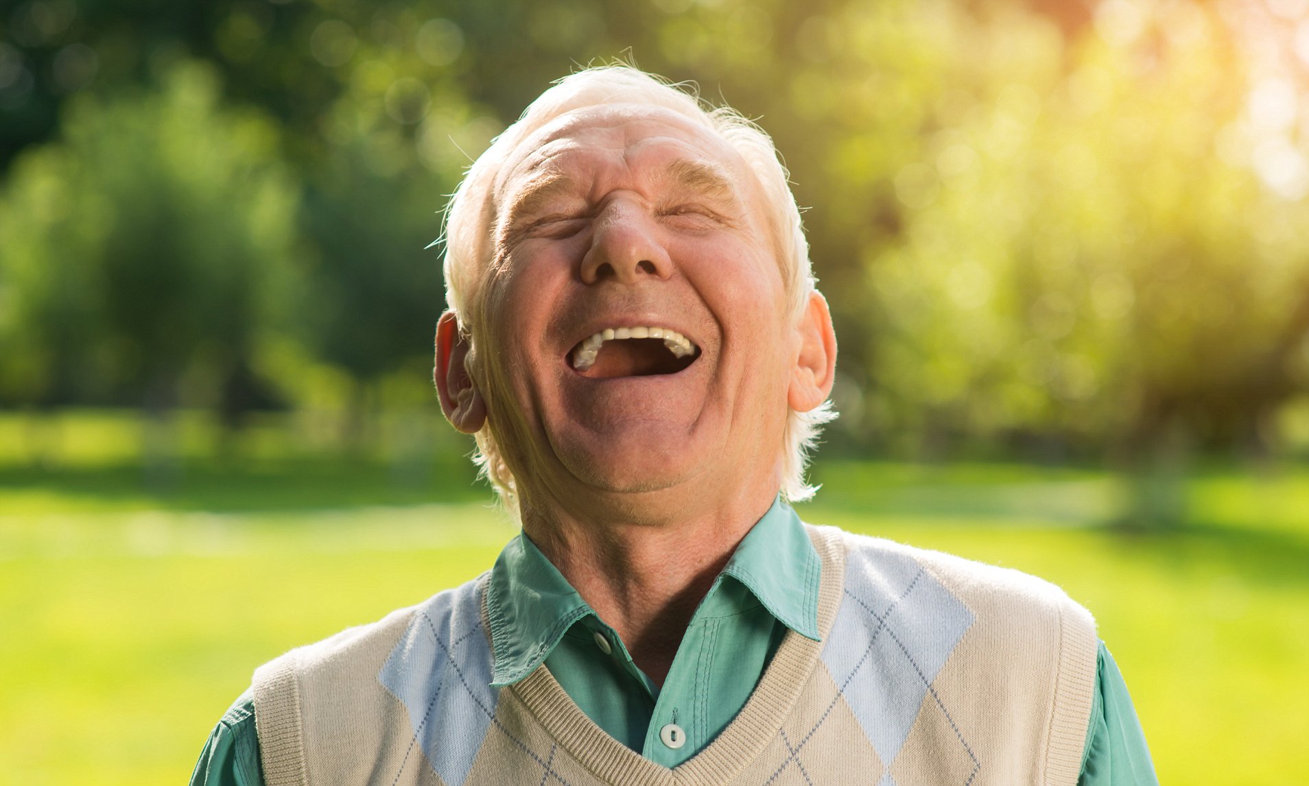 Elderly man laughing. Senior male on nature background. Wonderful mood every day. Can't restrain the laughter.; Shutterstock ID 507825094